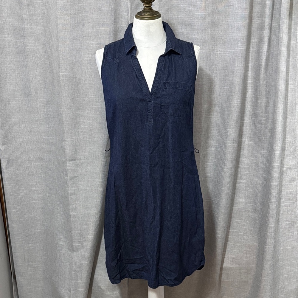 100% Cotton Dress-Sz 4-6-Faded Glory brand-V Neck/Collared-Pocket-No Belt